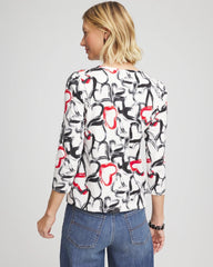 Chico's Clothing Love Brush Button Heart Tee