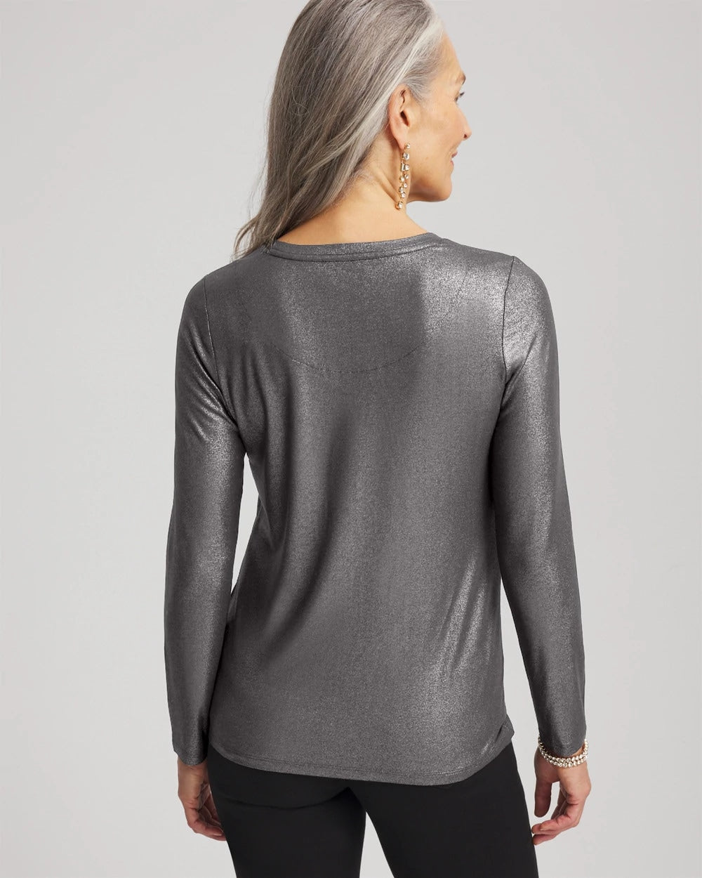 Chico's Clothing Touch of Cool™ Foil Long Sleeve Layering Tee