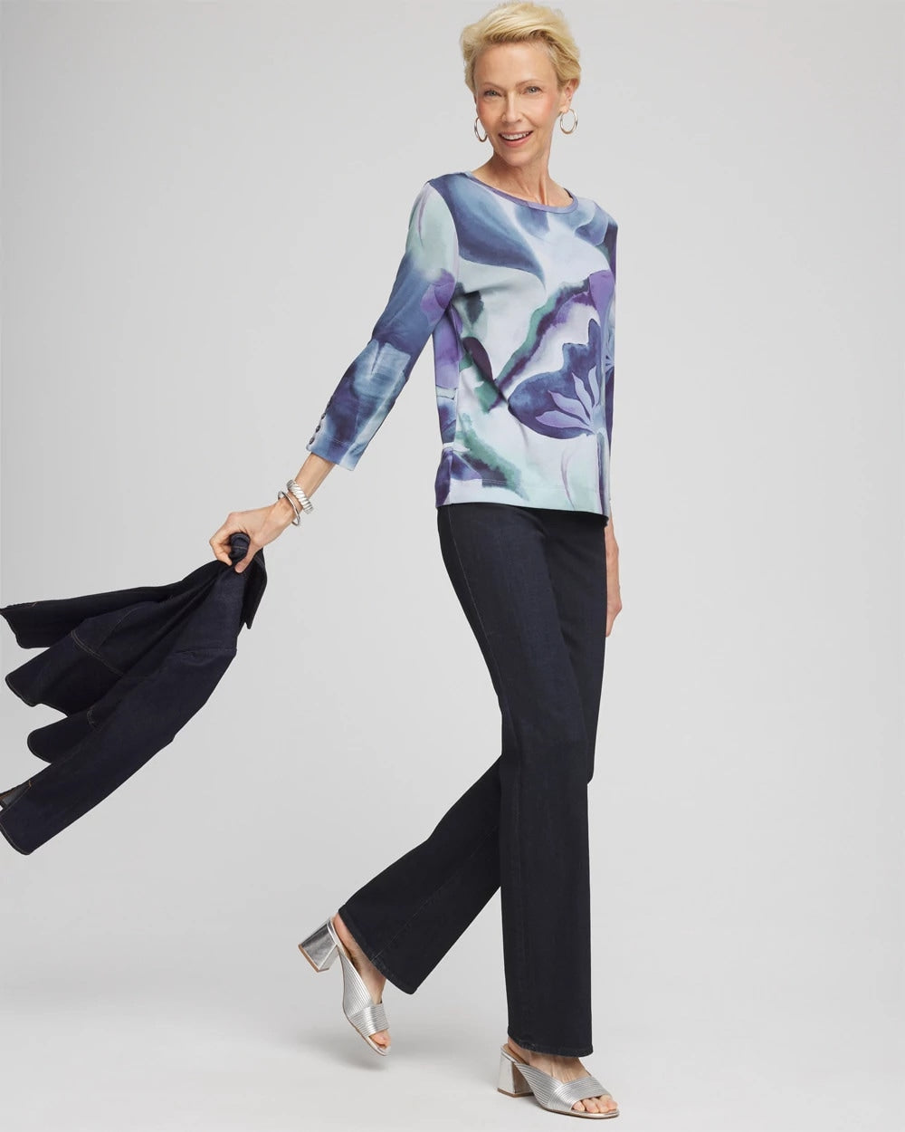 Chico's Clothing Pima Button Sleeve Tee