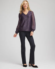 Chico's Clothing Foiled Bodre Top