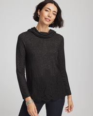 Chico's Clothing Lace Hem Cowlneck Top