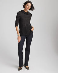 Chico's Clothing Lace Hem Cowlneck Top