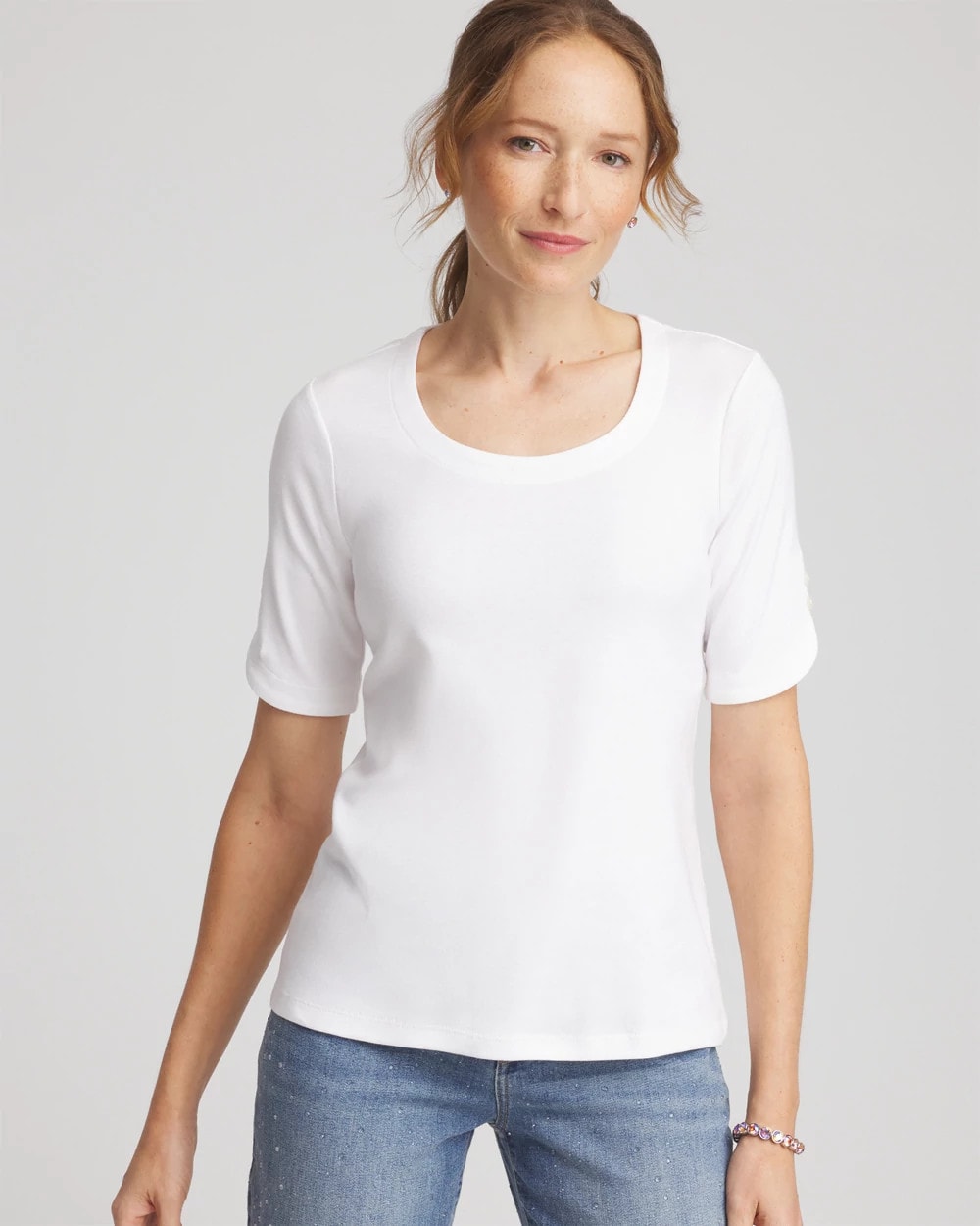 Chico's Clothing Short Sleeve Pima Tee