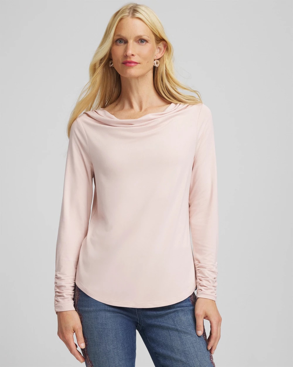 Chico's Clothing Cowlneck Long-Sleeved Tee