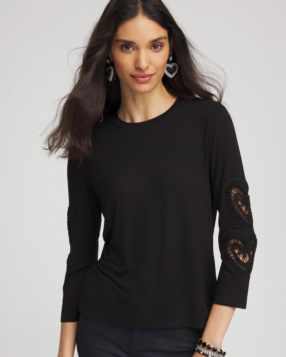 Chico's Clothing Heart Sleeve Detail Tee