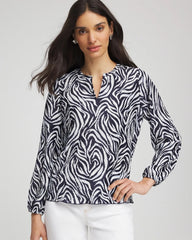 Chico's Clothing Zebra Waves Crinkle Top