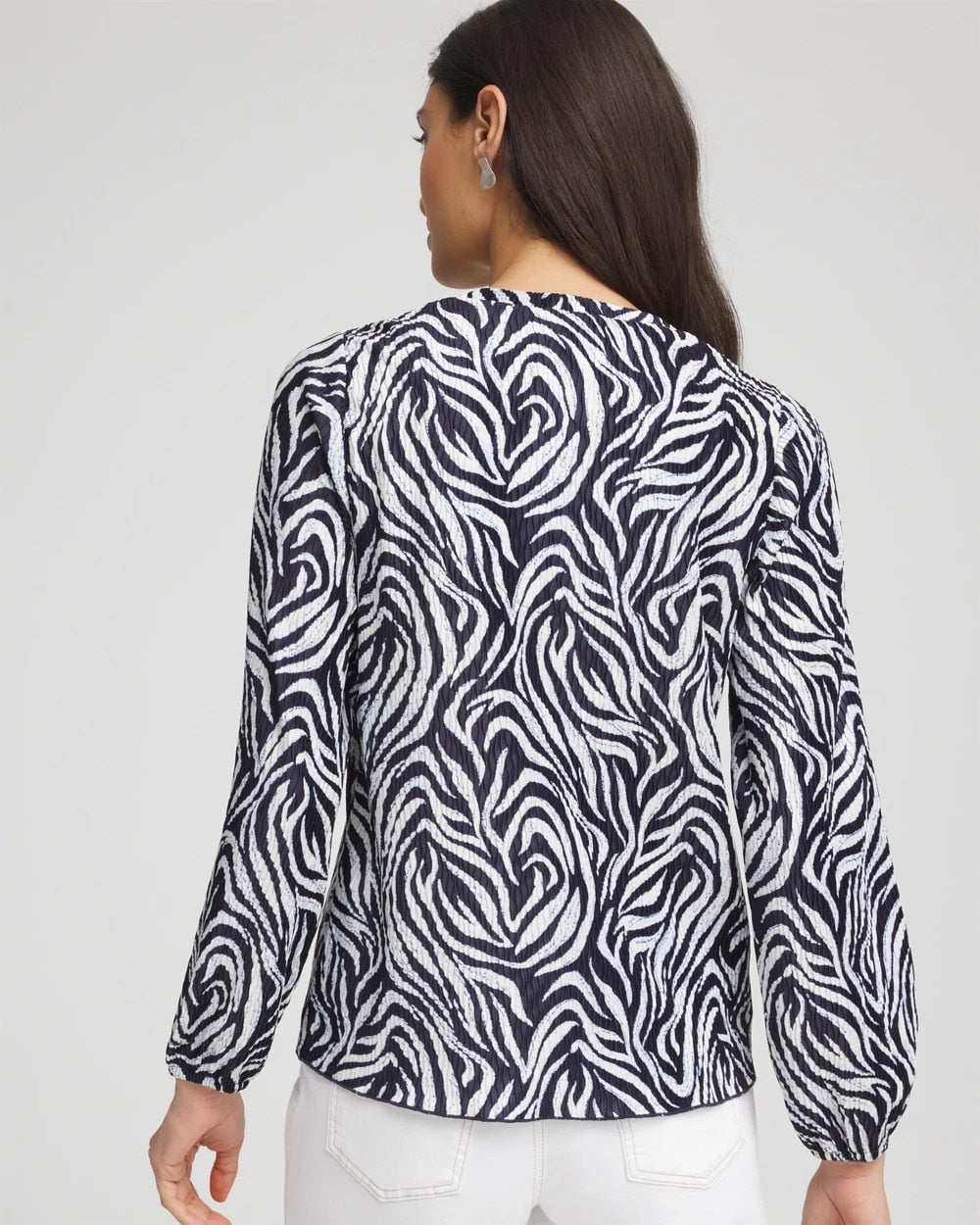 Chico's Clothing Zebra Waves Crinkle Top