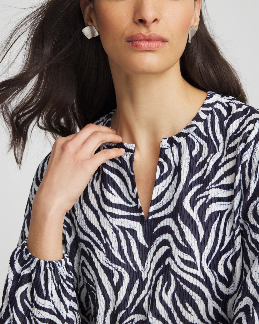 Chico's Clothing Zebra Waves Crinkle Top