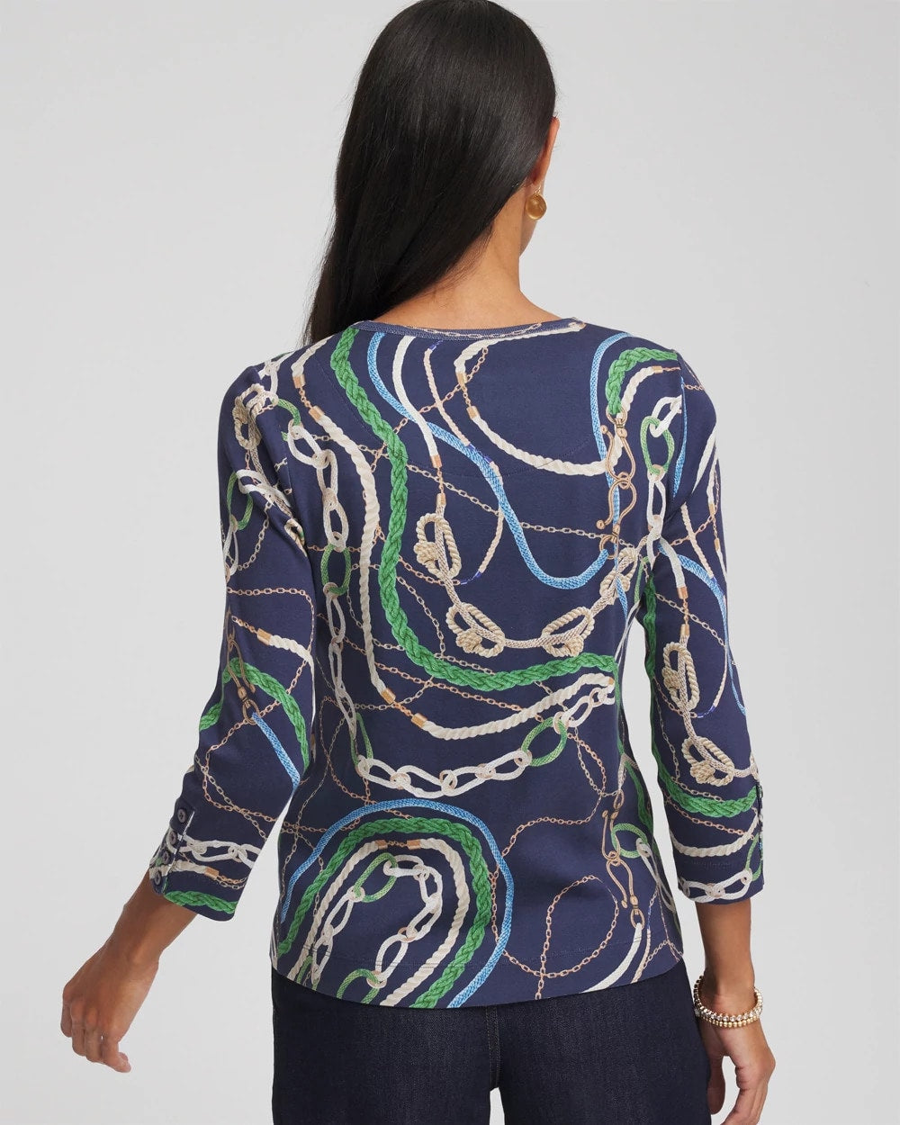 Chico's Clothing Status Pima Button Sleeve Tee