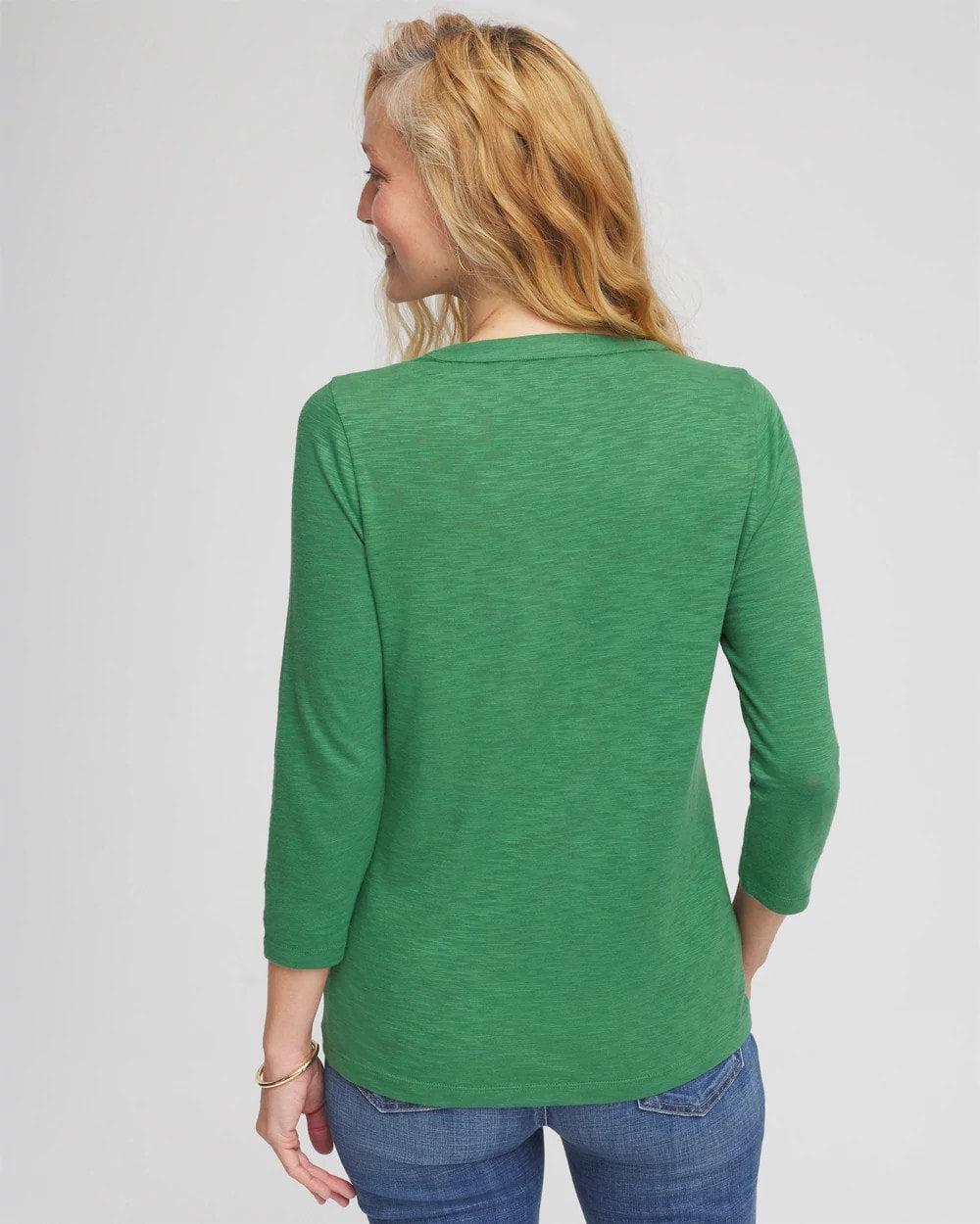 Chico's Clothing Slub Splitneck Button Tee