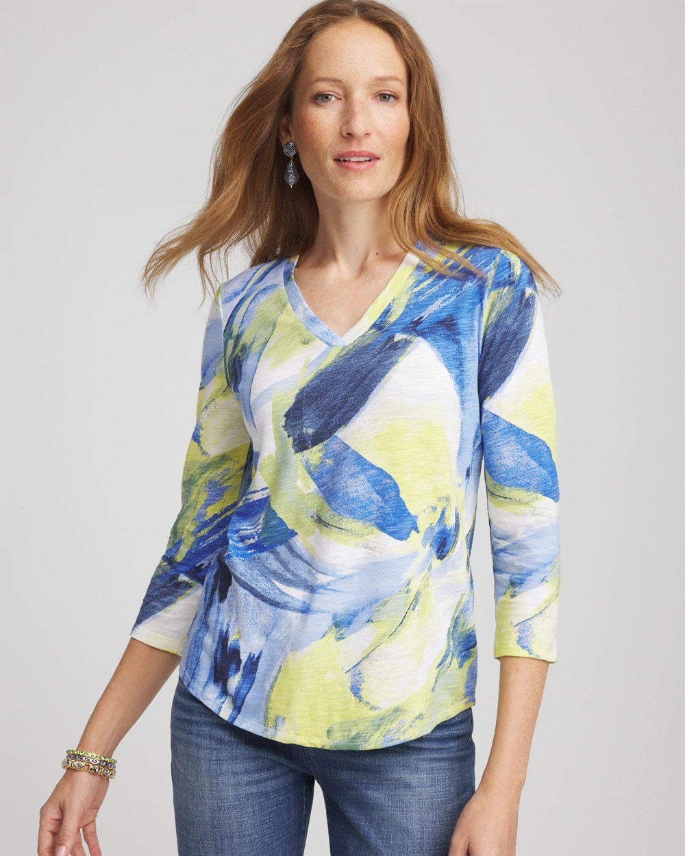 Chico's Clothing Slub 3/4 Sleeve Tee