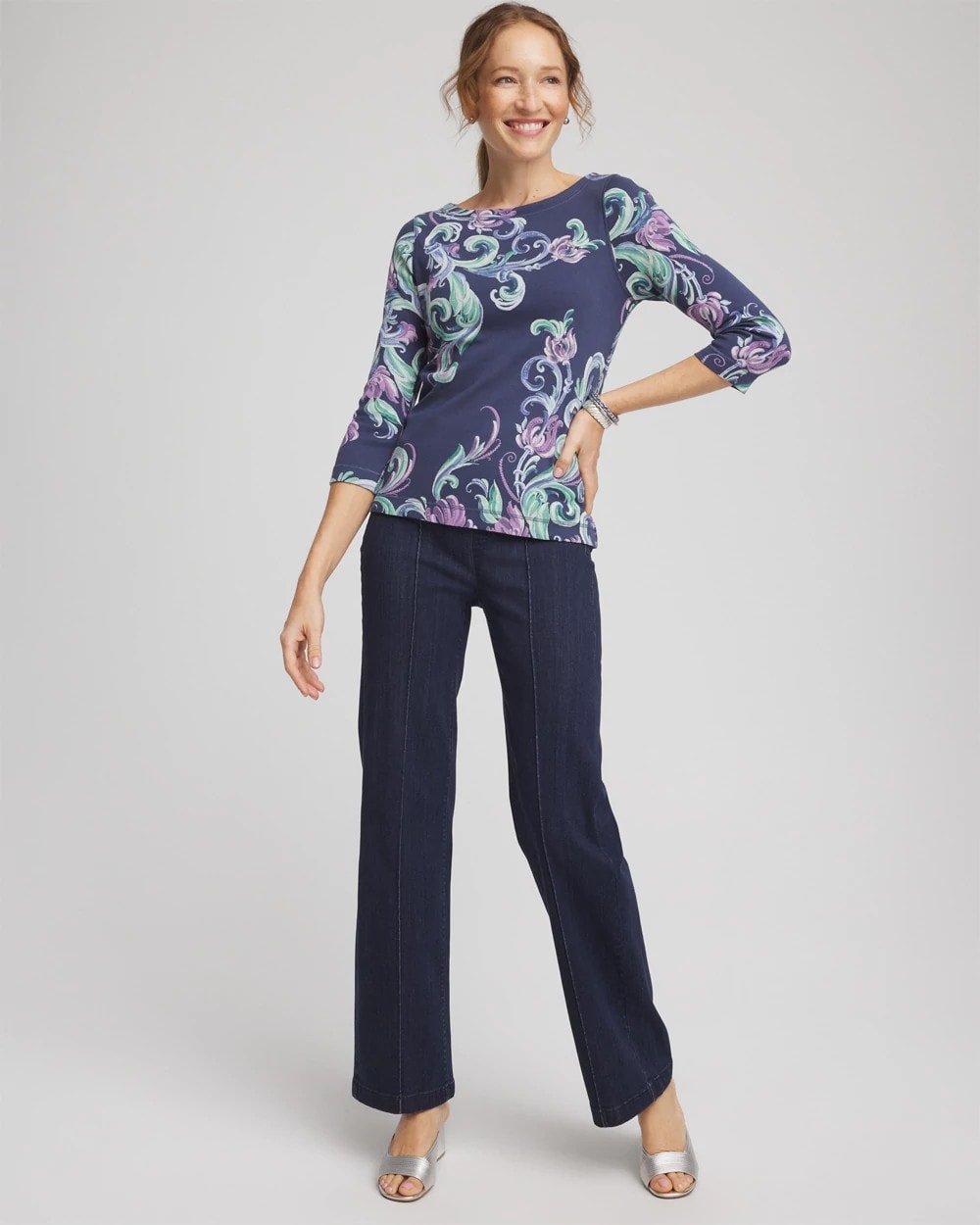 Chico's Clothing Pima 3/4 Sleeve Tee