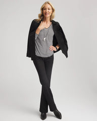Chico's Clothing Striped V-Neck Layering Tee