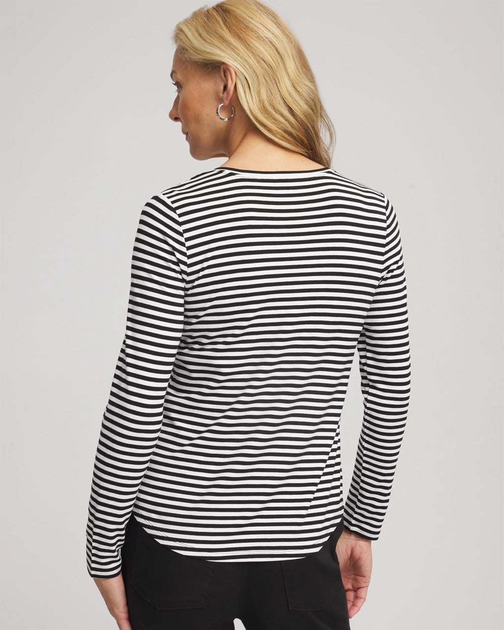 Chico's Clothing Striped V-Neck Layering Tee
