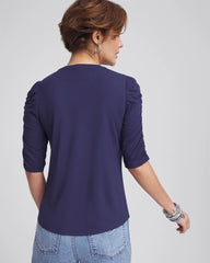 Chico's Clothing Ruched Sleeve Knit Tee