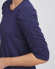 Chico's Clothing Ruched Sleeve Knit Tee