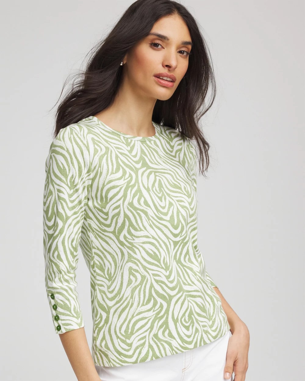 Chico's Clothing Pima Button Sleeve Tee