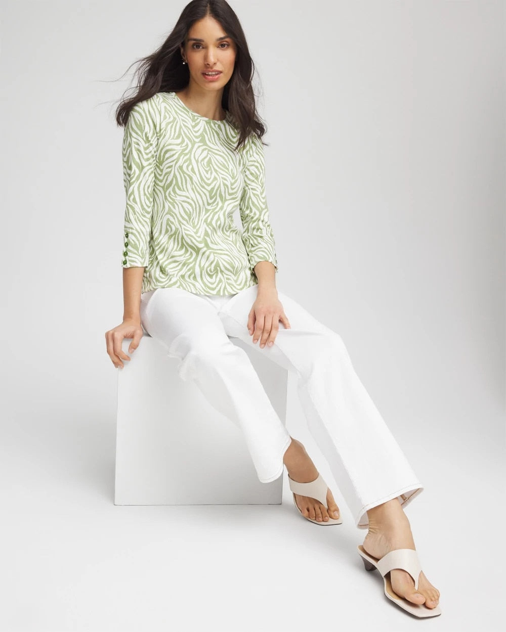 Chico's Clothing Pima Button Sleeve Tee