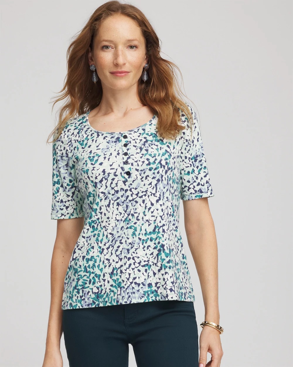 Chico's Clothing Pima Cotton Henley Tee