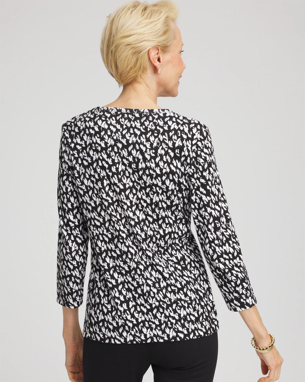 Chico's Clothing Pima Crewneck Button Tee