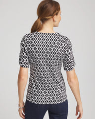 Chico's Clothing Printed Pima Elbow Sleeve Tee