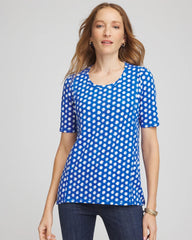 Chico's Clothing Printed Slub Short Sleeve Tee
