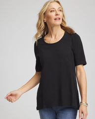 Chico's Clothing Slub Paneled Elbow Tee