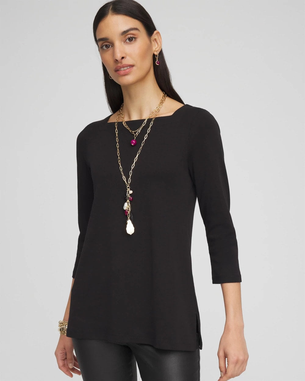 Chico's Clothing Pima Cotton Square-Neck Tunic