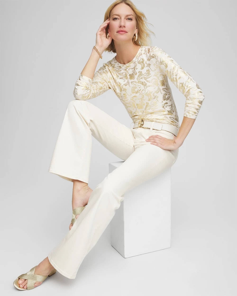 Chico's Clothing Touch of Cool™ Foiled Layering Tee