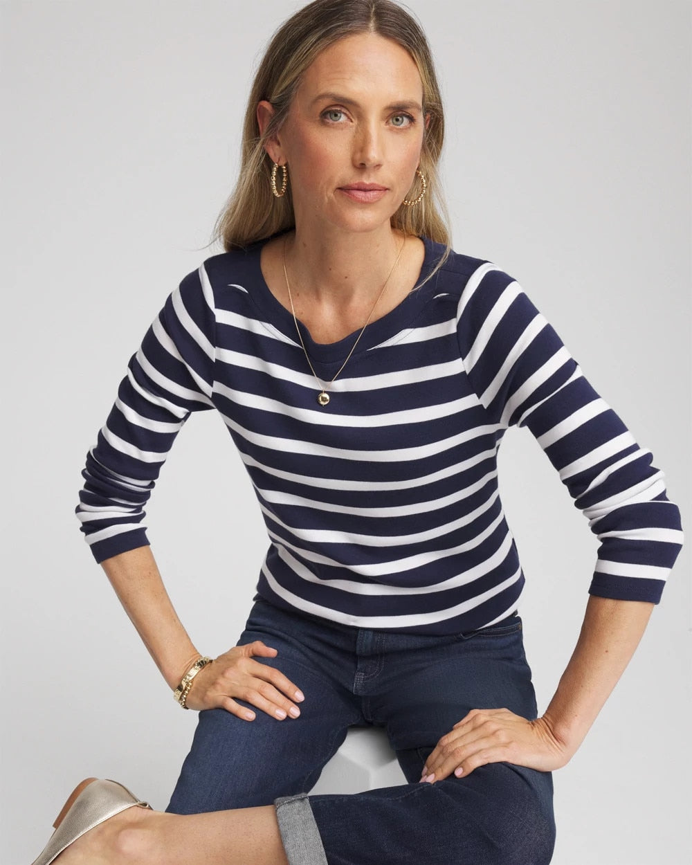 Chico's Clothing Stretch Cotton Boatneck Tunic