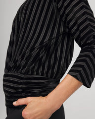 Chico's Clothing Velvet Burnout Stripe Banded-Bottom Top