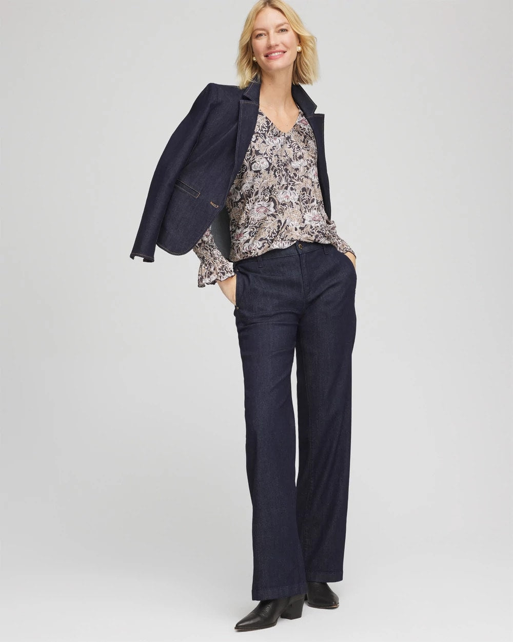 Chico's Clothing Bloom Crinkle Bodre Top