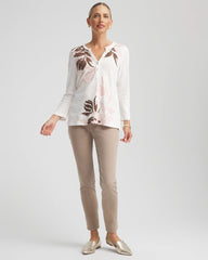 Chico's Clothing Slub Splitneck Henley Tee