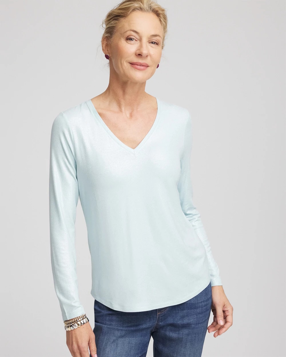 Chico's Clothing Foiled Touch of Cool™ Layering Tee