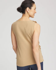 Chico's Clothing Sleeveless Ruffle-Appliqué Tank Top