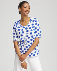 Chico's Clothing Polka-Dot Slub Short Sleeve Tee