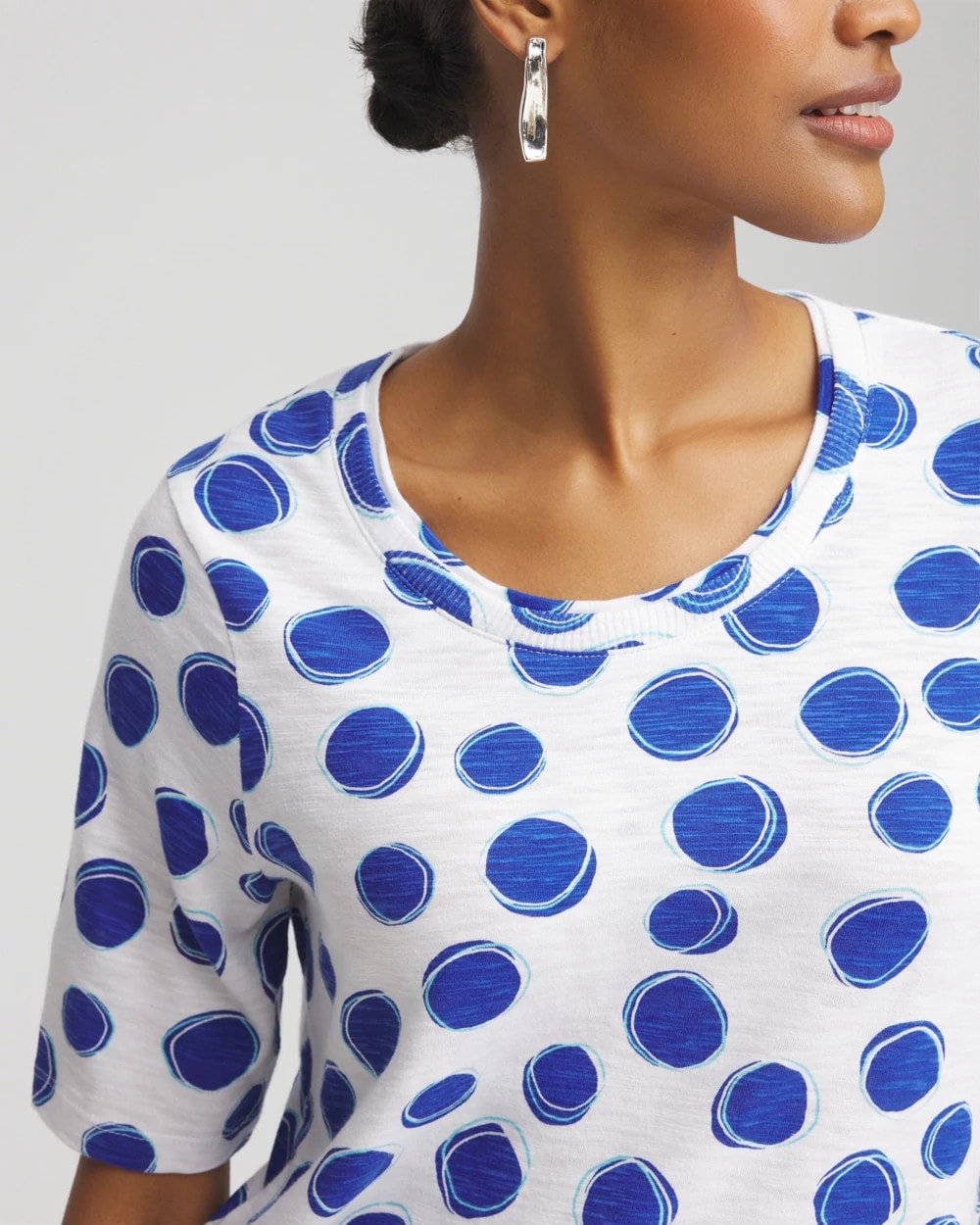 Chico's Clothing Polka-Dot Slub Short Sleeve Tee