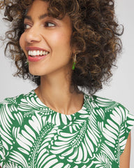 Chico's Clothing Palm-Frond-Print Cap-Sleeve Top