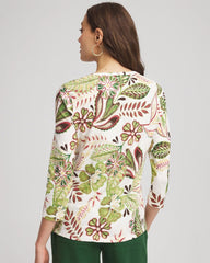 Chico's Clothing Tropical Cotton Slub Henley Shirt