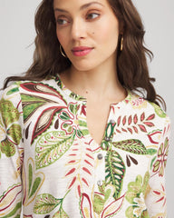 Chico's Clothing Tropical Cotton Slub Henley Shirt