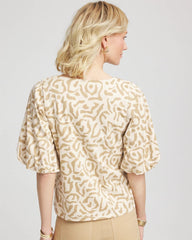 Chico's Clothing Animal Print Bubble Sleeve Top