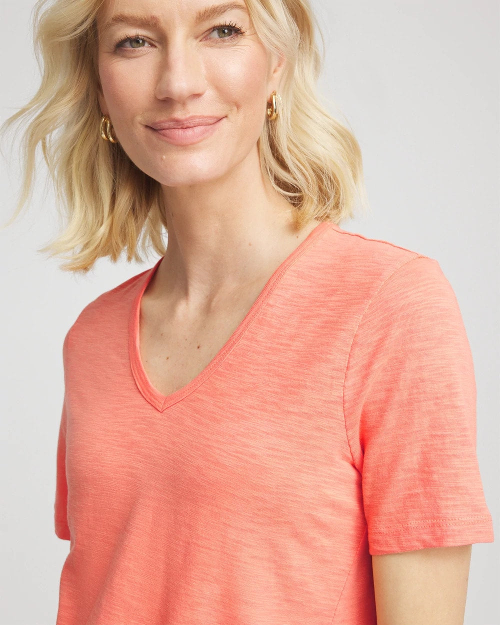 Chico's Clothing Slub V-Neck Tee