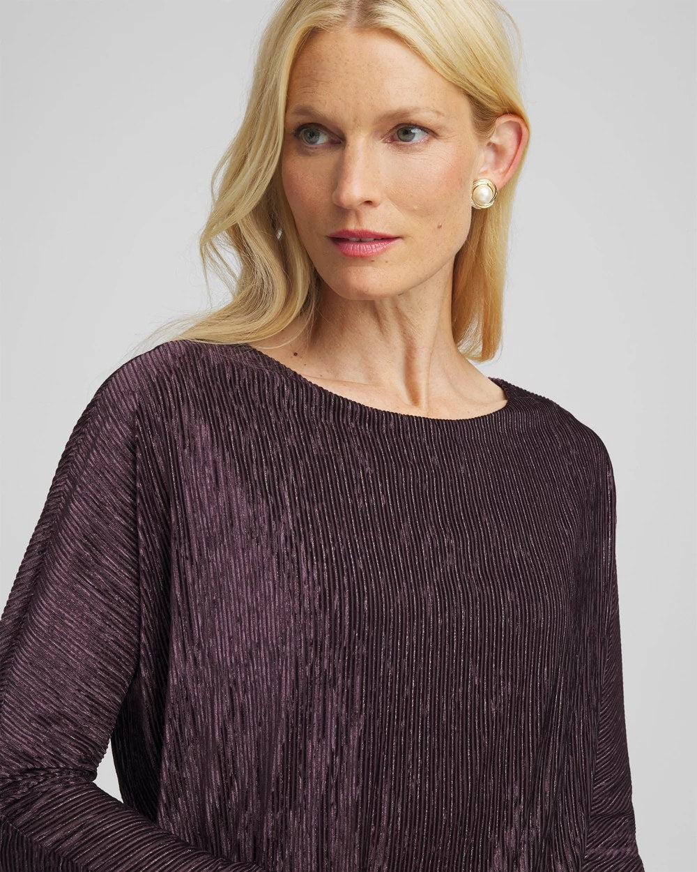 Chico's Clothing Crinkle Velvet Banded-Bottom Top