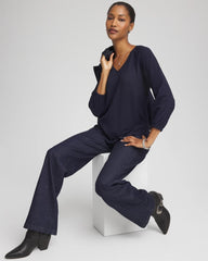 Chico's Clothing Textured Raglan V-Neck Top