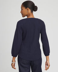 Chico's Clothing Textured Raglan V-Neck Top