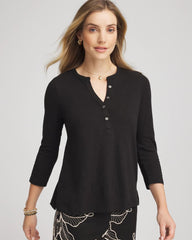 Chico's Clothing Cotton Slub Henley Shirt