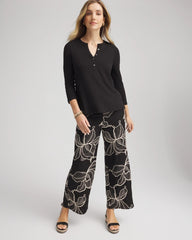 Chico's Clothing Cotton Slub Henley Shirt