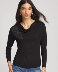 Chico's Clothing Embellished Cowlneck Dolman Tee