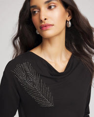 Chico's Clothing Embellished Cowlneck Dolman Tee