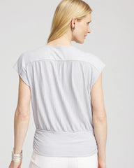 Chico's Clothing Foiled Knit Banded Bottom Top